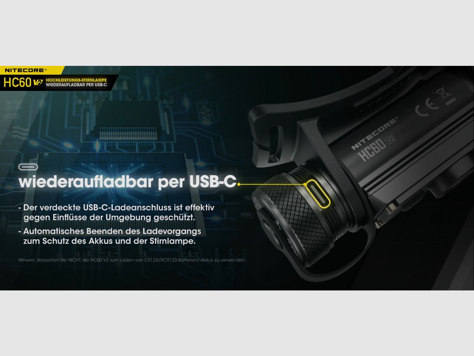 Nitecore HC60W V2 Stirnlampe 1200 Lumen 130 Meter