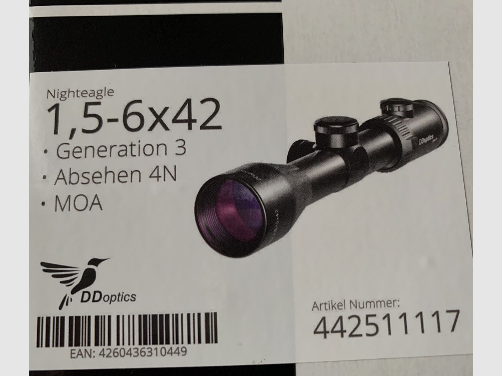 Zielfernrohr DD Optics Nighteagle 1,5-6x42  Gen.3   