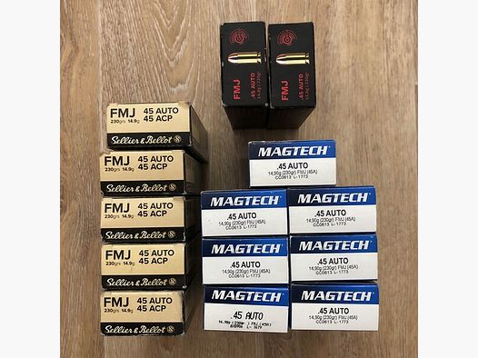 Hülsen .45 AUTO ACP von MAGTECH * S&B * GECO - 850 Stück mit Original-Schachteln