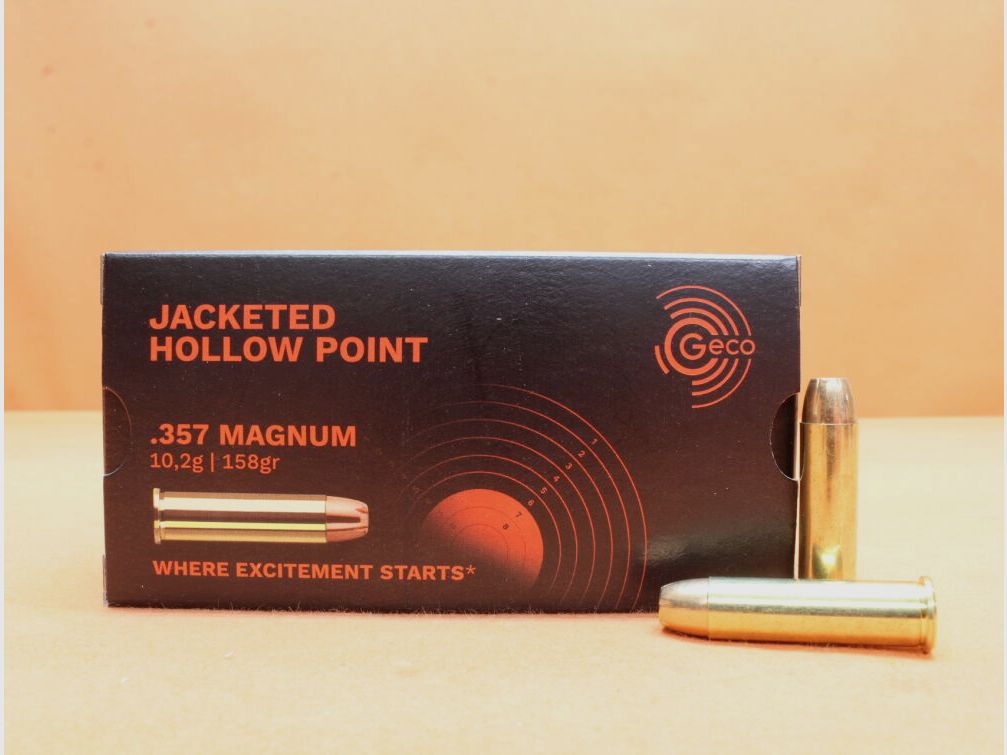 GECO Patrone .357Magnum GECO 158grs JHP (2317721) VE 50 Patronen/ 10,2g Hohlspitz (mit Sollbruchstellen)