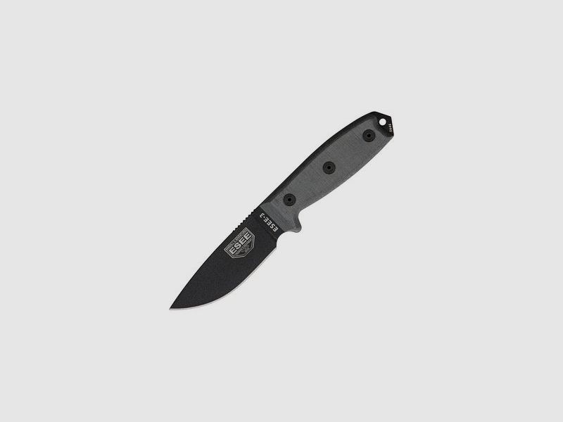 Esee Modell 3, glatte Schneide mit Scheide, schwarz