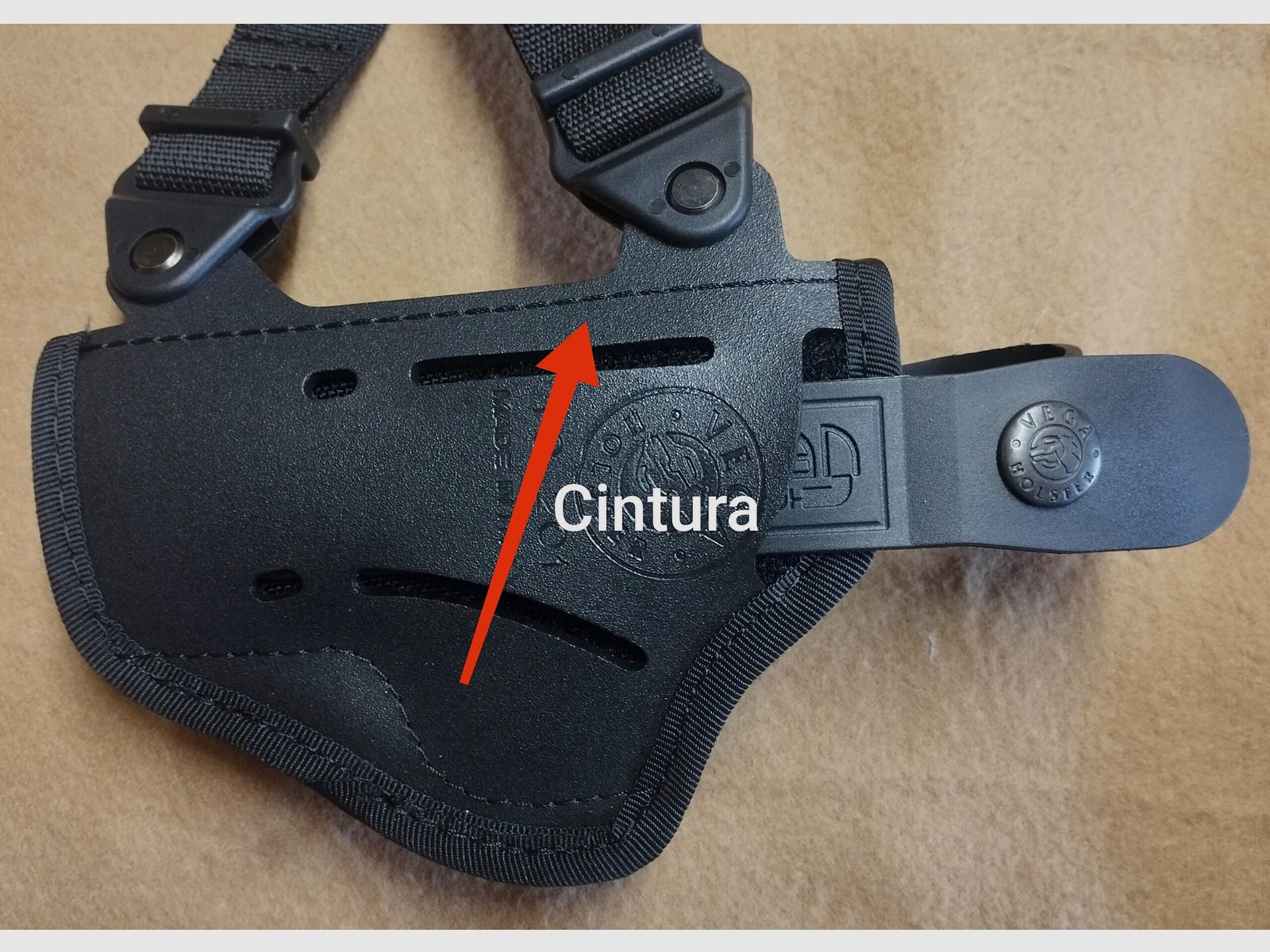Schouder- en Zijholster voor Beretta 81/84 Vega Zwart Cordura, afbeelding 7 van 8