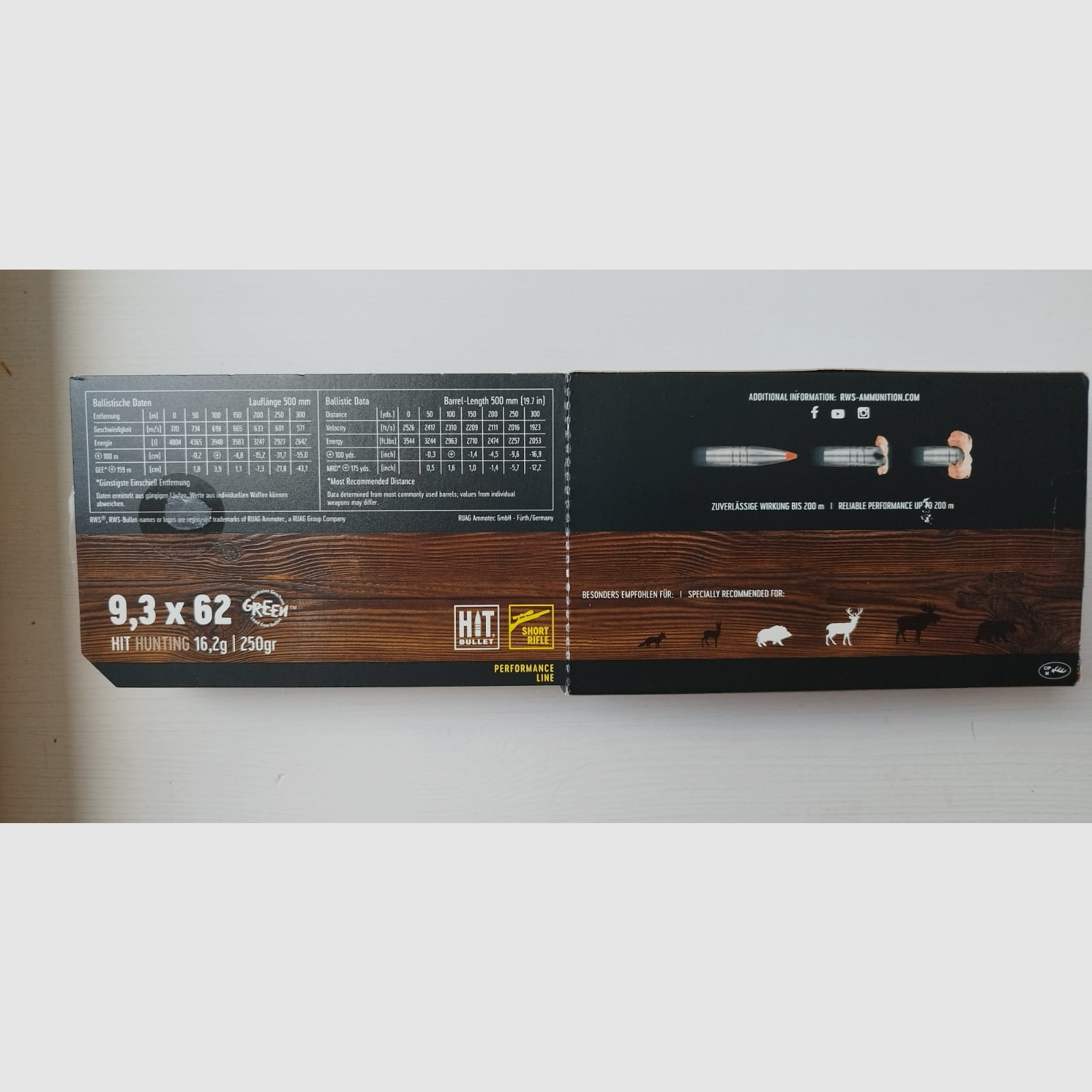 RWS HIT 9,3x62 SHORT RIFLE, 21 Patronen