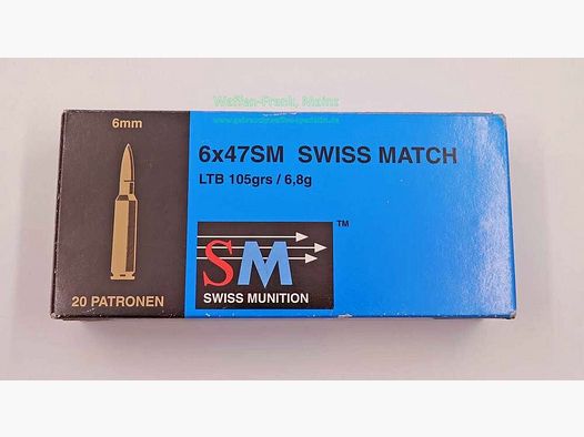 Swiss Ammunition Büchsenpatronen 6x47Swiss Match