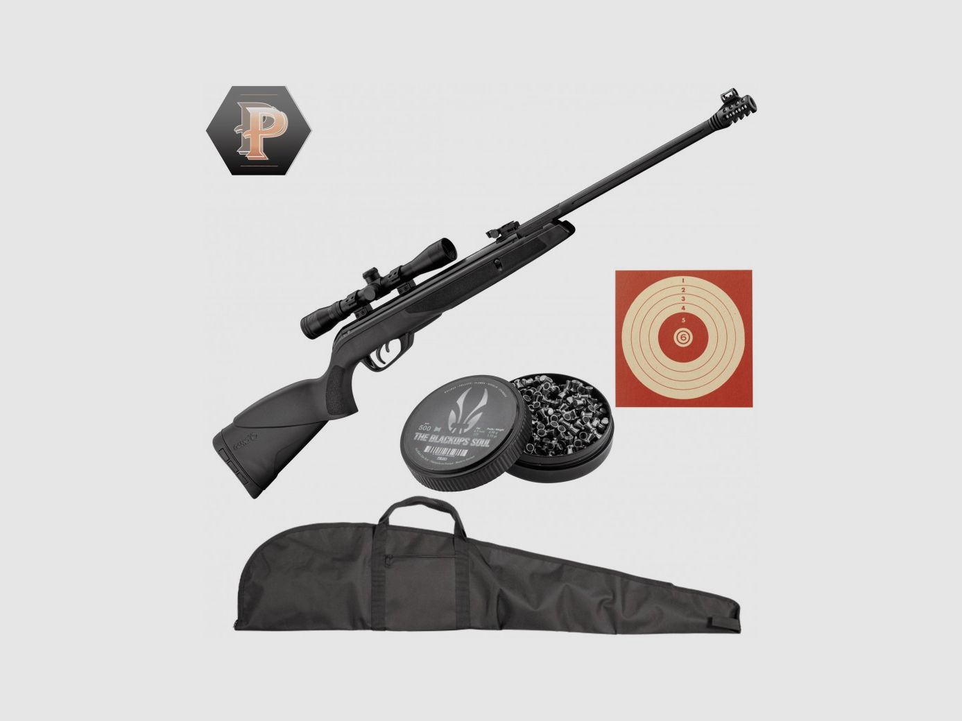 Carabine GAMO Black Bear + 4x32 WR. Cal 4,5 mm + plombs + cibles + fourreau, image 2 sur 2
