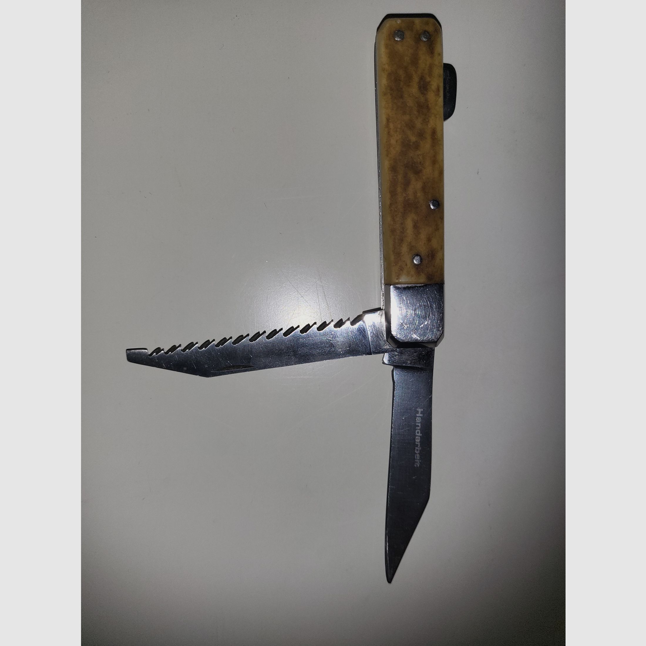 GML Leegebruch Jagdtaschenmesser – Handarbeit – Echtes Hirschhorn – DDR Rarität
