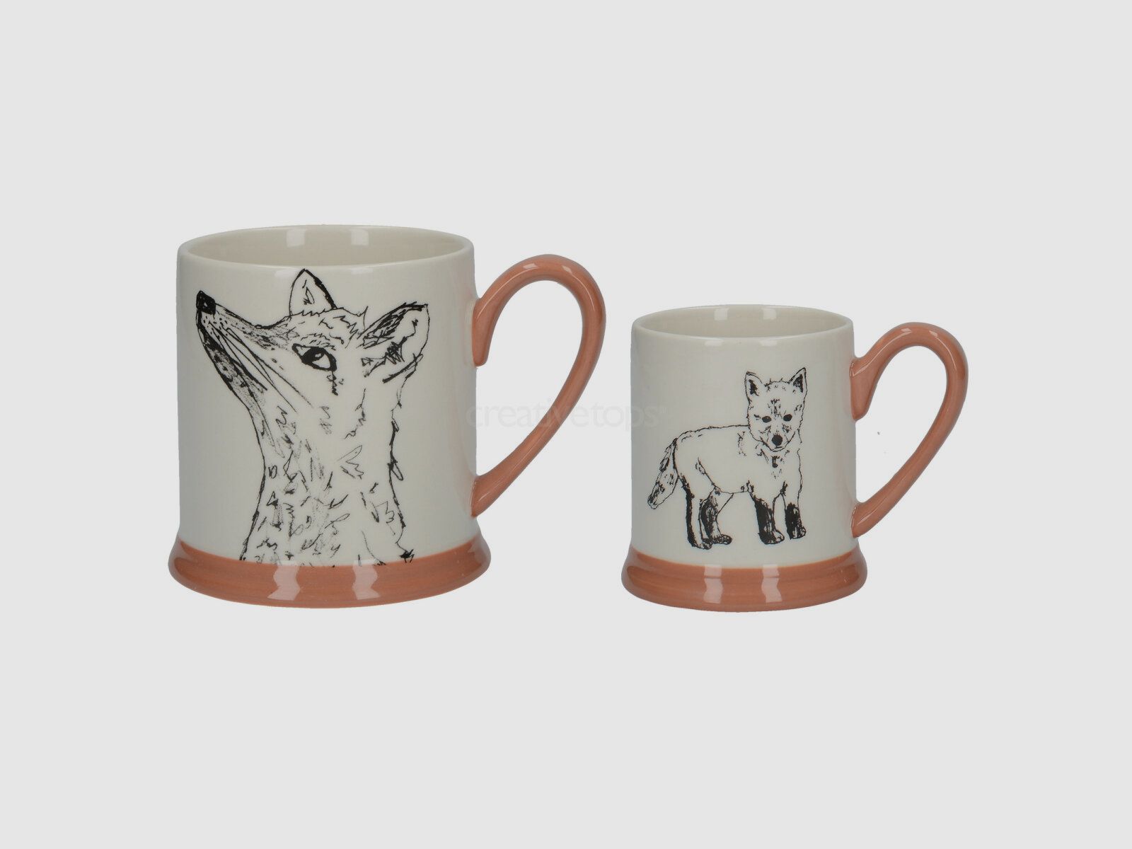 Lovergreen Kunst des Tisches Motiv Set mit Fuchs- und Welpen-Becher