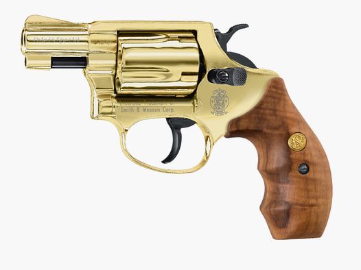 Umarex 348.02.13 Smith & Wesson Chiefs Special 9mm R.K. 24 karat gold-plated wooden grips pyro
