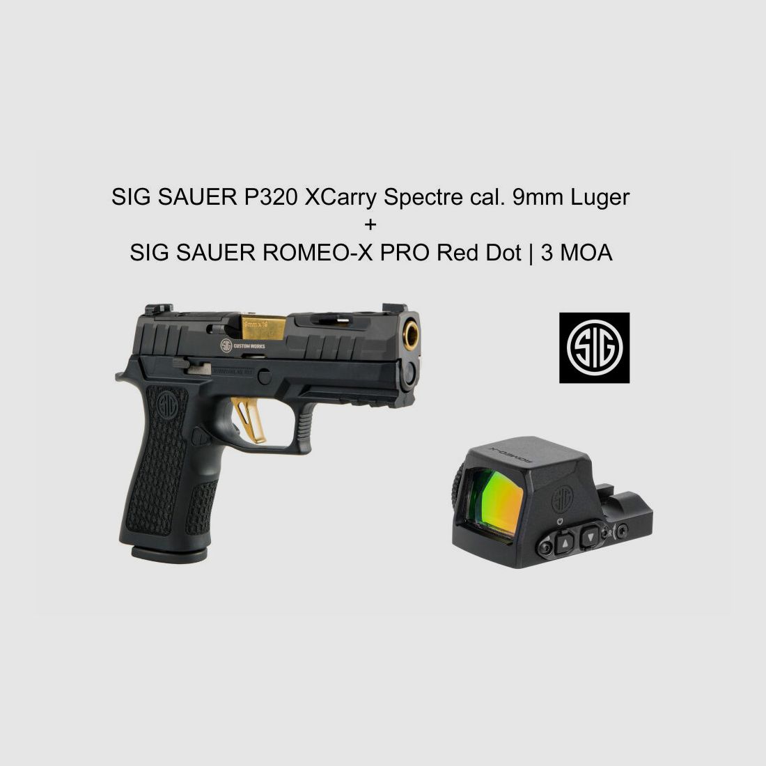 Sig Sauer SIG SAUER P320 XCarry Spectre Zwart-Goud + ROMEO-X PRO Rood Punt | 3 MOA - 9 mm Luger