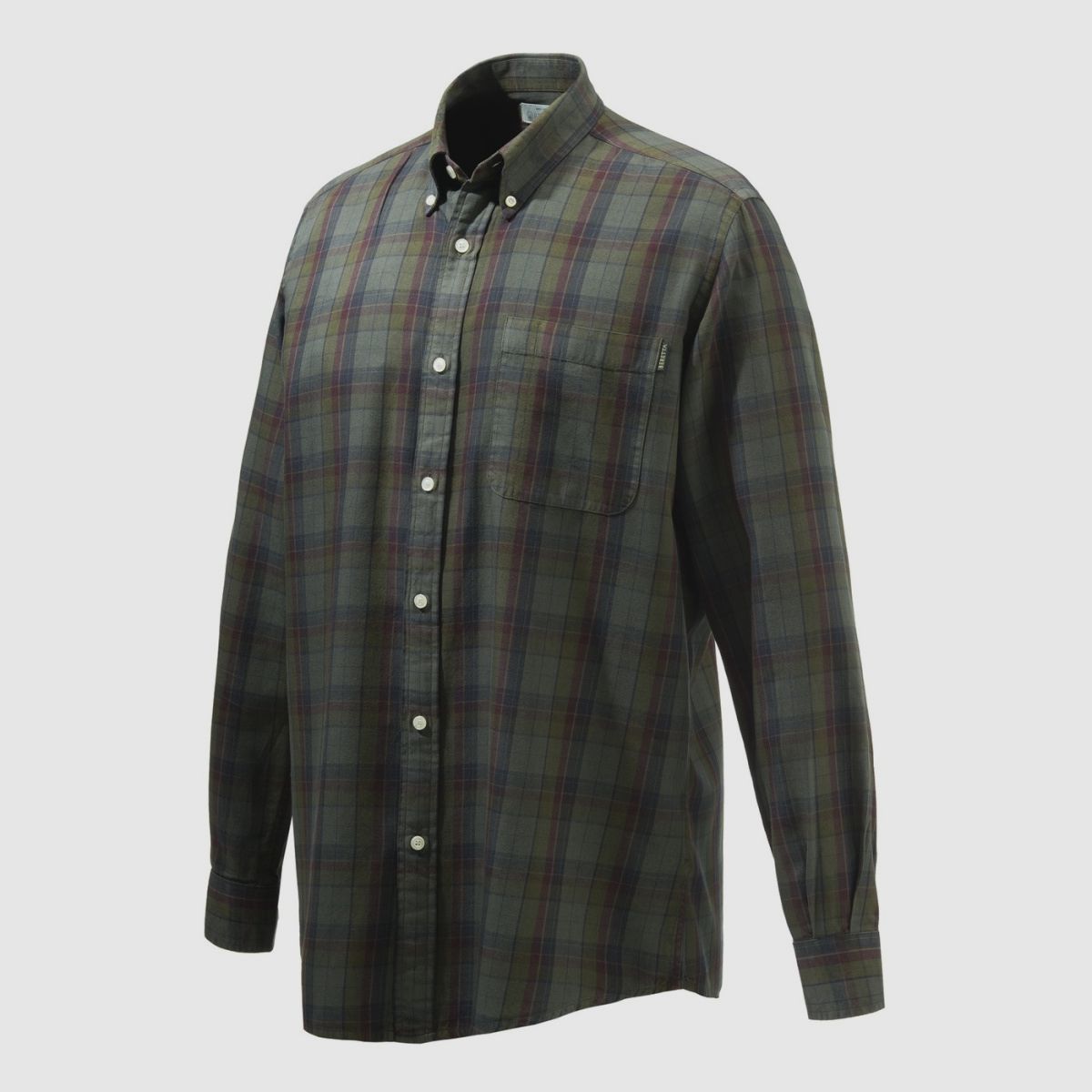 BERETTA Wood Button Down Hemd Green & Red Overd. Moss