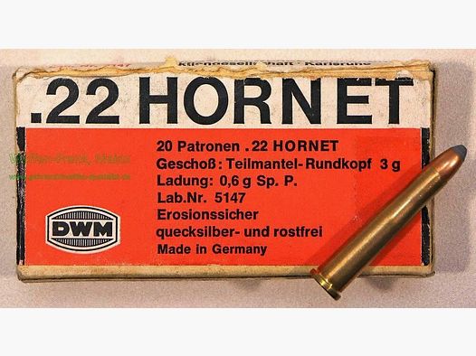 DWM, Karlsruhe Büchsenpatronen .22 Hornet