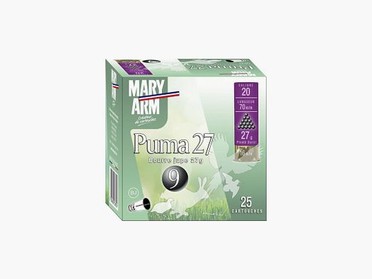 SCATOLA DA 25 CARTUCCE MARY ARM PUMA 27G BORRA GIACCA CAL.20/70 PIOMBO 4