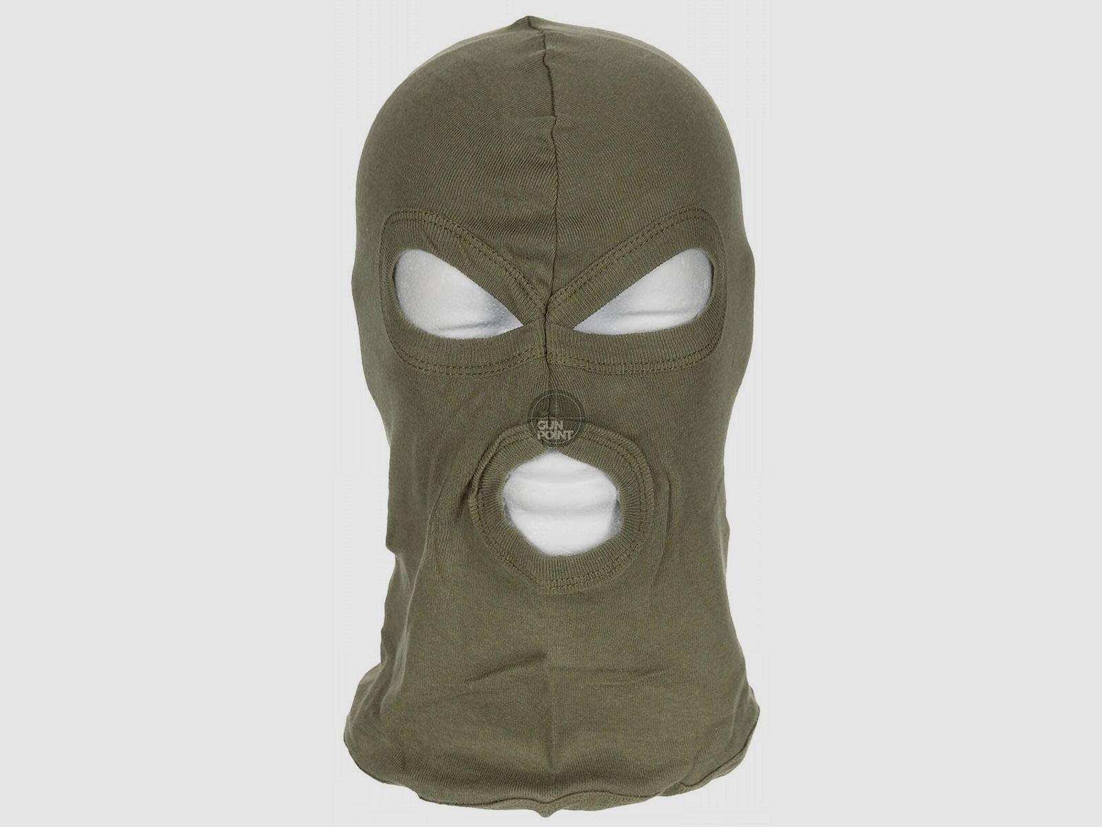 Balaclava, 3-Loch, dünn,oliv, 100 % Baumwolle