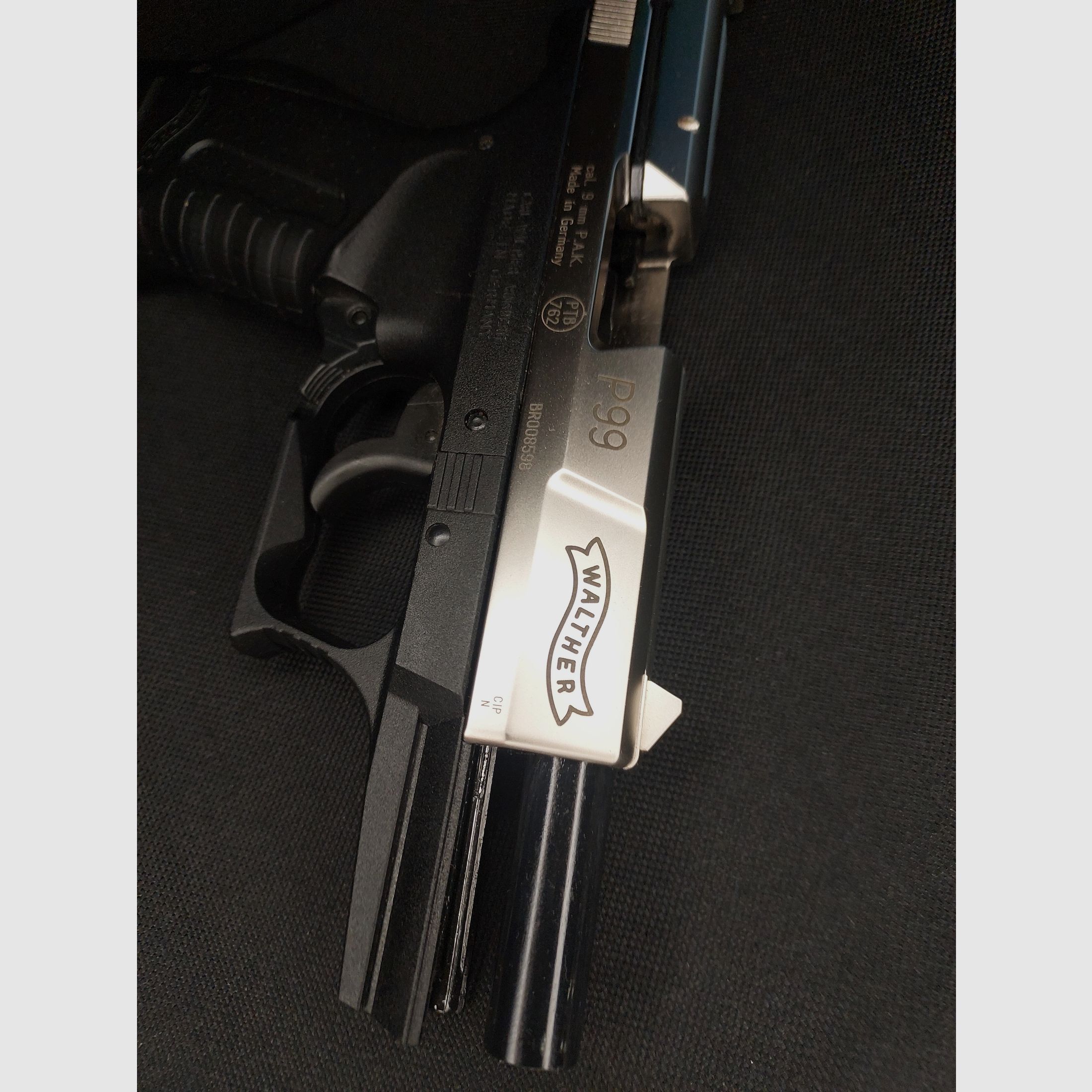 Walther P99 Schreckschuss Pistole 9mm P.A.K. bicolor Nickel (PTB 762) P 99
