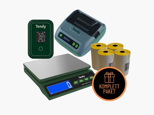 Tendy Wildbretverarbeitung Set 3 (Tischwaage + Etikettendrucker inkl. Etiketten + 4G Reifetimer)