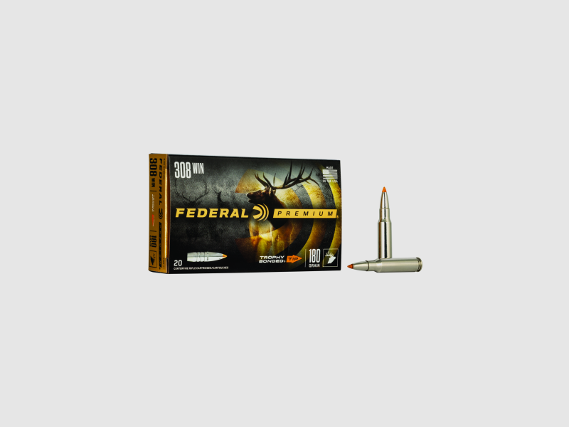 Federal Büchsenmunition Premium .308 Win. 11,7 g / 180 gr Trophy Bonded Tip Vital Shok
