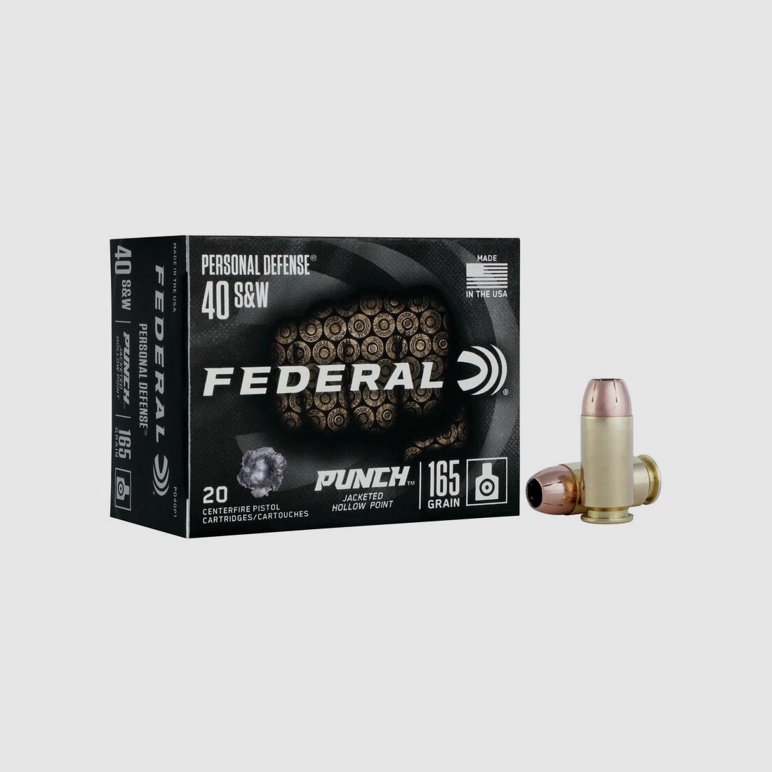 Federal Personal Defense Punch .40 S&W 165GR JHP 20 cartridges