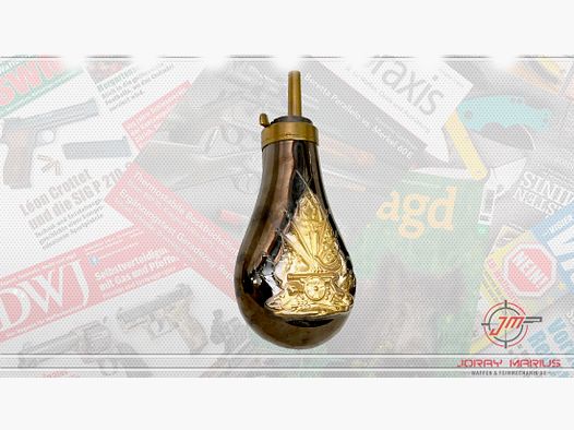 Brass Powder Horn Engraved