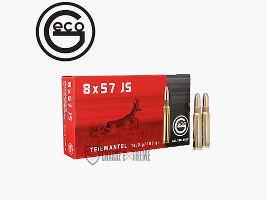 20 Munitions GECO Demi-Blindée cal 8x57 JS 185gr TM