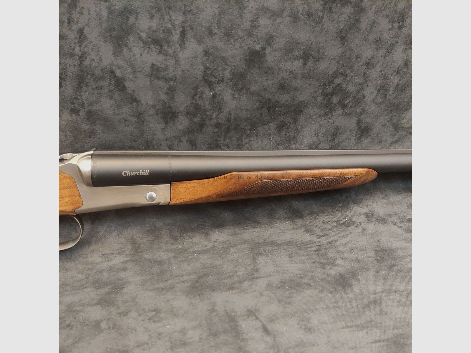 Escopeta de doble cañón AKKAR Churchill 512 plateada cal. 12/76 "Coachgun"