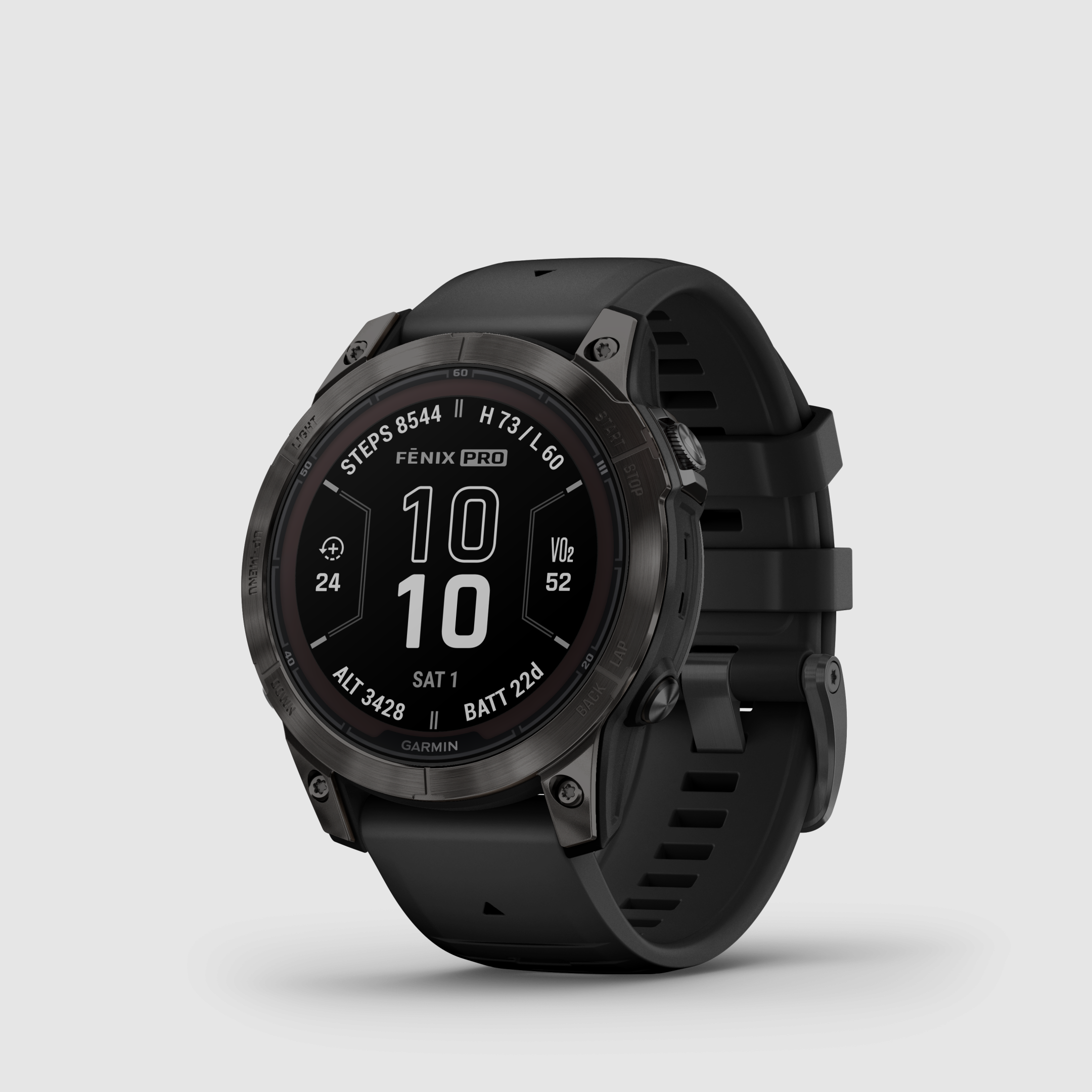 Garmin fēnix® 7 Pro – Sapphire Solar Edition, Schwarz/Carbongrau Titan DLC mit QuickFit®-Silikon-Armband 22 mm, Bild 1 von 12