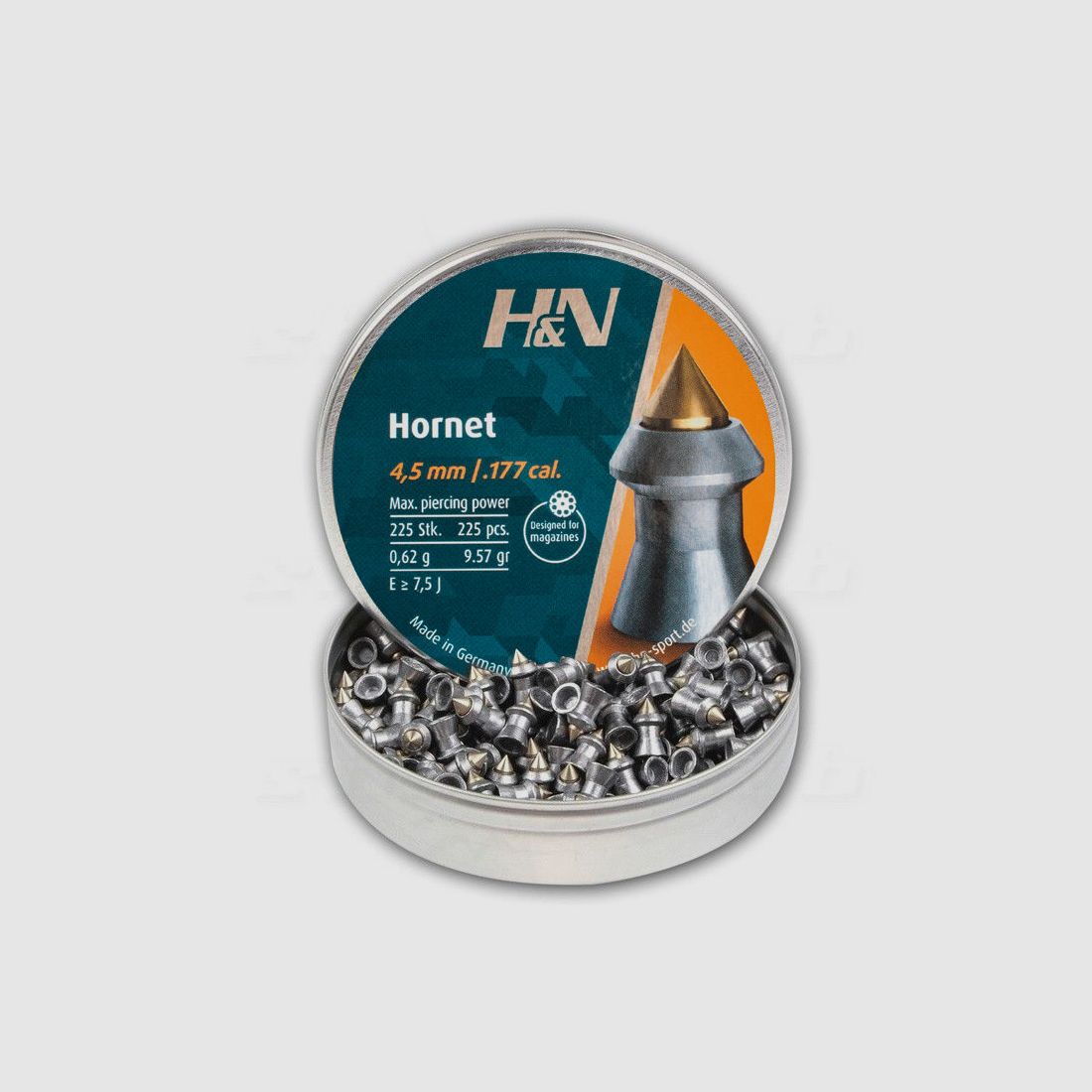 H&N Diabolo Stożkowy Hornet Gładki 4,5mm / 0,62 g / 225 sztuk