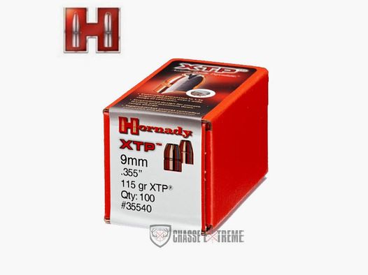 100 Bullets HORNADY Cal 9mm 115Gr HP/XTP