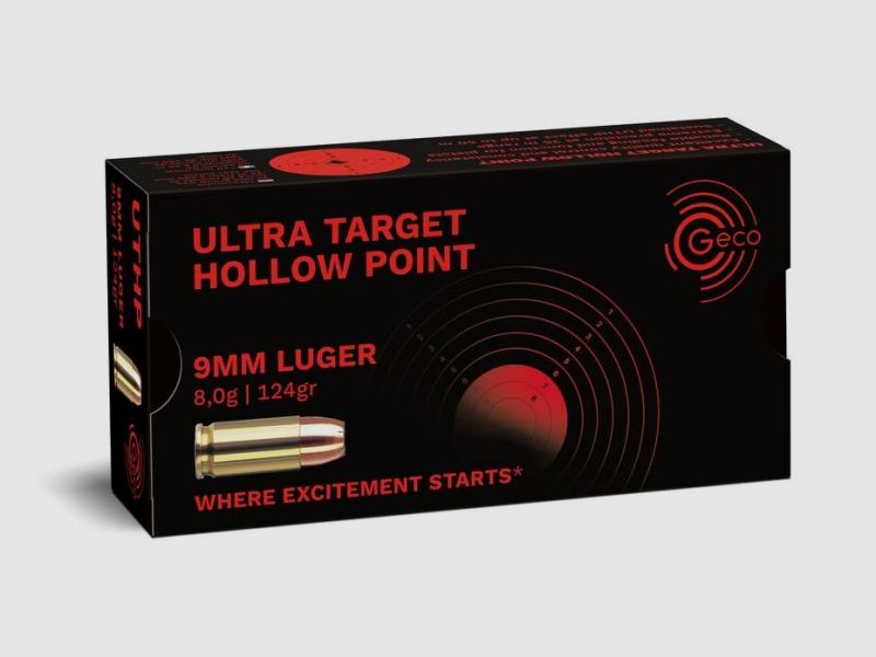GECO 9 mm Luger Ultra Target Hollow Point 8,0g/124gr - 50 Patronen