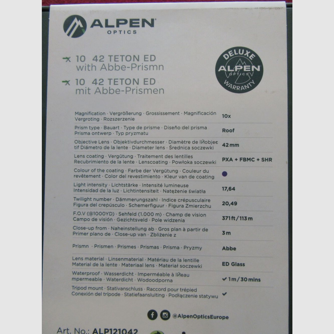 Alpen Optics Teton ED