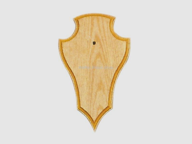 Horn plate for roe deer, 22X13 cm, pointed shape, with cutout, light