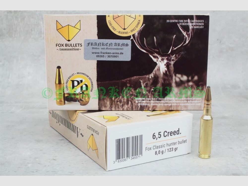 FOX Bullets Classic Hunter 6,5 Creedmoor 123gr. 8,0g 20 sztuk ceny hurtowe