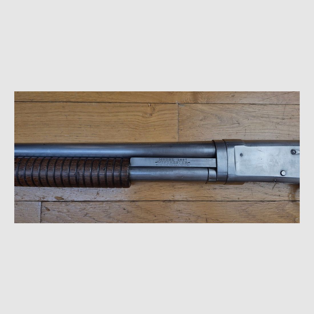 Fucile a pompa iconico Winchester modello 1897 – Modello Take Down con canna da 28 pollici (71cm) – Arma del 1914! – Cal. 16/70 – 5+1 – Cat. D! – Arma in eccellenti condizioni – TBE++, immagine 5 di 32