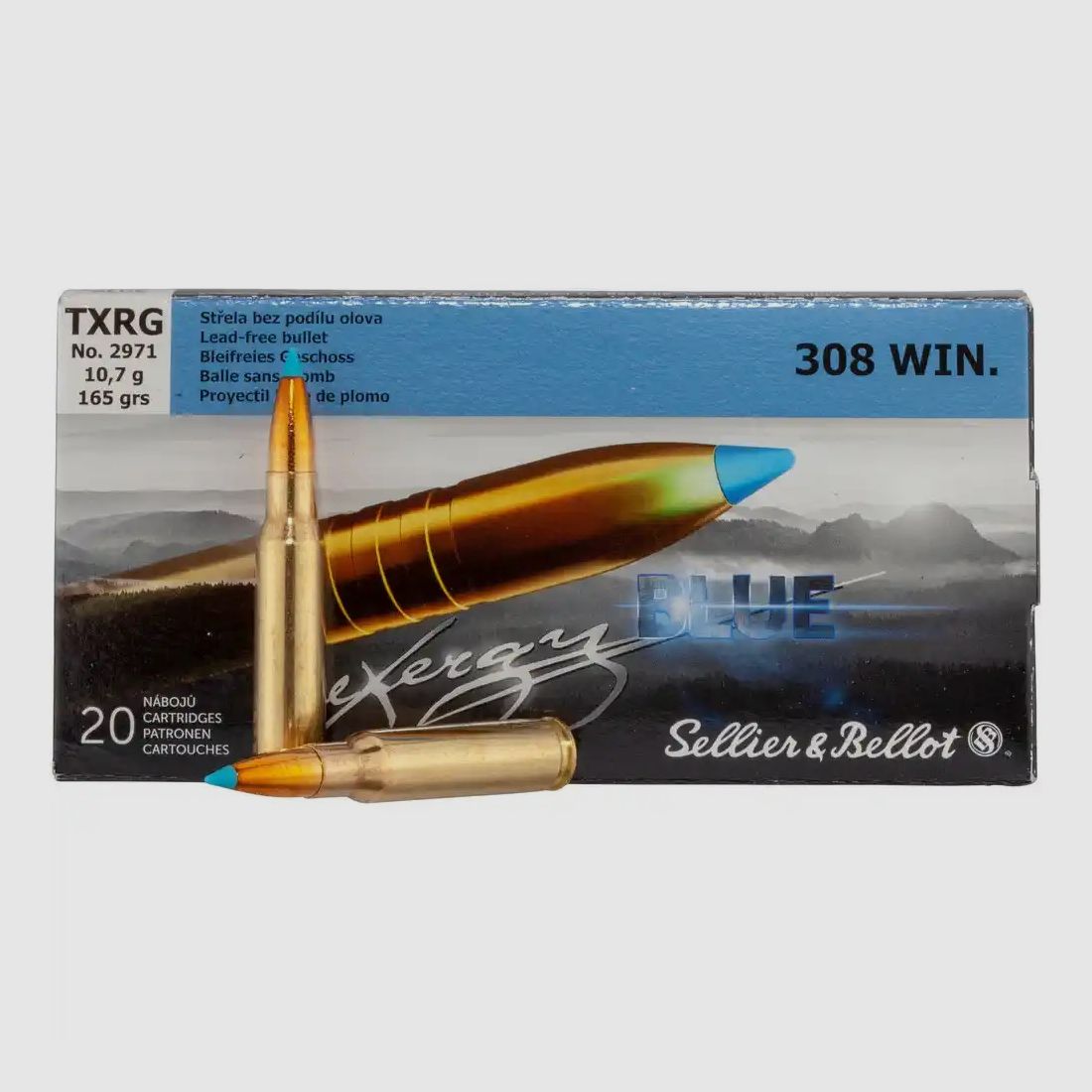 S&B Büchsenpatrone Kal. .308 tipped eXergy blue 10,7g/165grs.