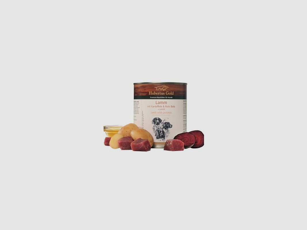 Hubertus Gold Premium-Nassfutter Lamm mit Kartoffeln & Rote Bete + Leinöl 800g