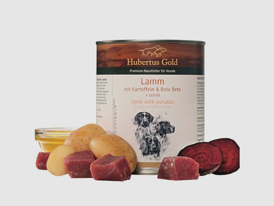 Hubertus Gold Premium-Nassfutter Lamm mit Kartoffeln & Rote Bete + Leinöl 800g