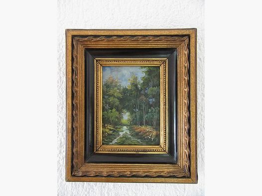 Ölgemälde Art Deco Barockrahmen Gold Schwarz Landschaft Jugenstil