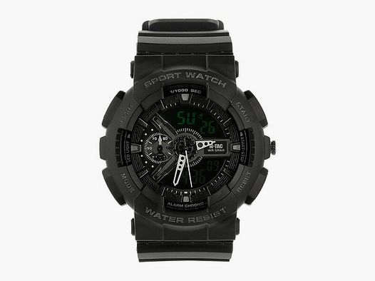 M-Tac® Uhr Sport SCHWARZ m. Stoppuhr + Wecker + Kalender