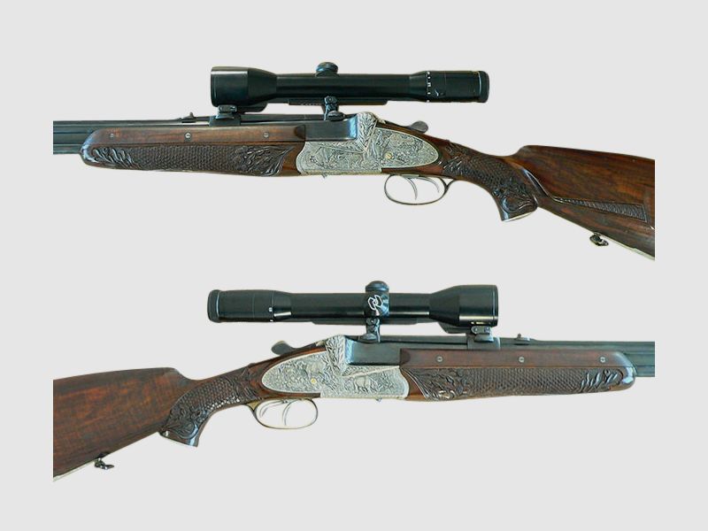 Bockdoppelbüchse Franzoj Ferlach, Kal. 9,3x74R mit ZF