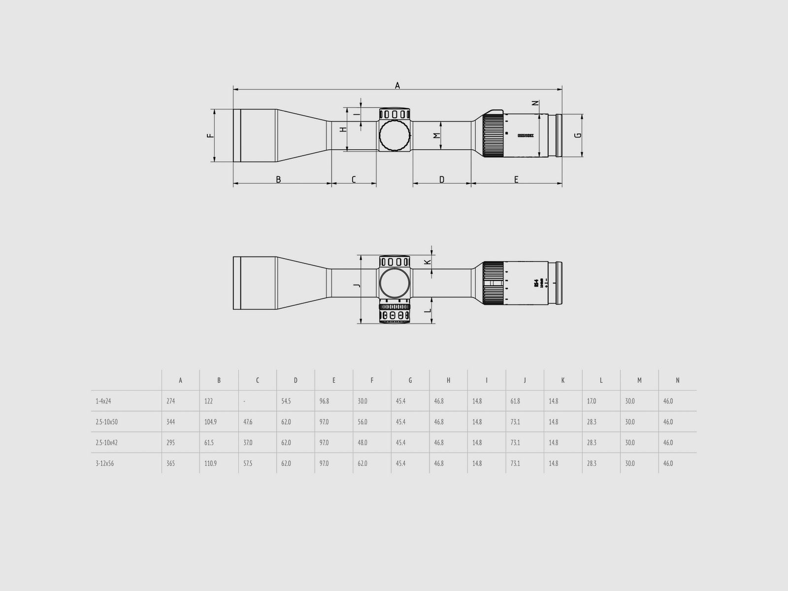 MINOX 80414732 Zielfernrohr RS-4 1-4x24 Leuchtabsehen 54 2 Bildebene RS4