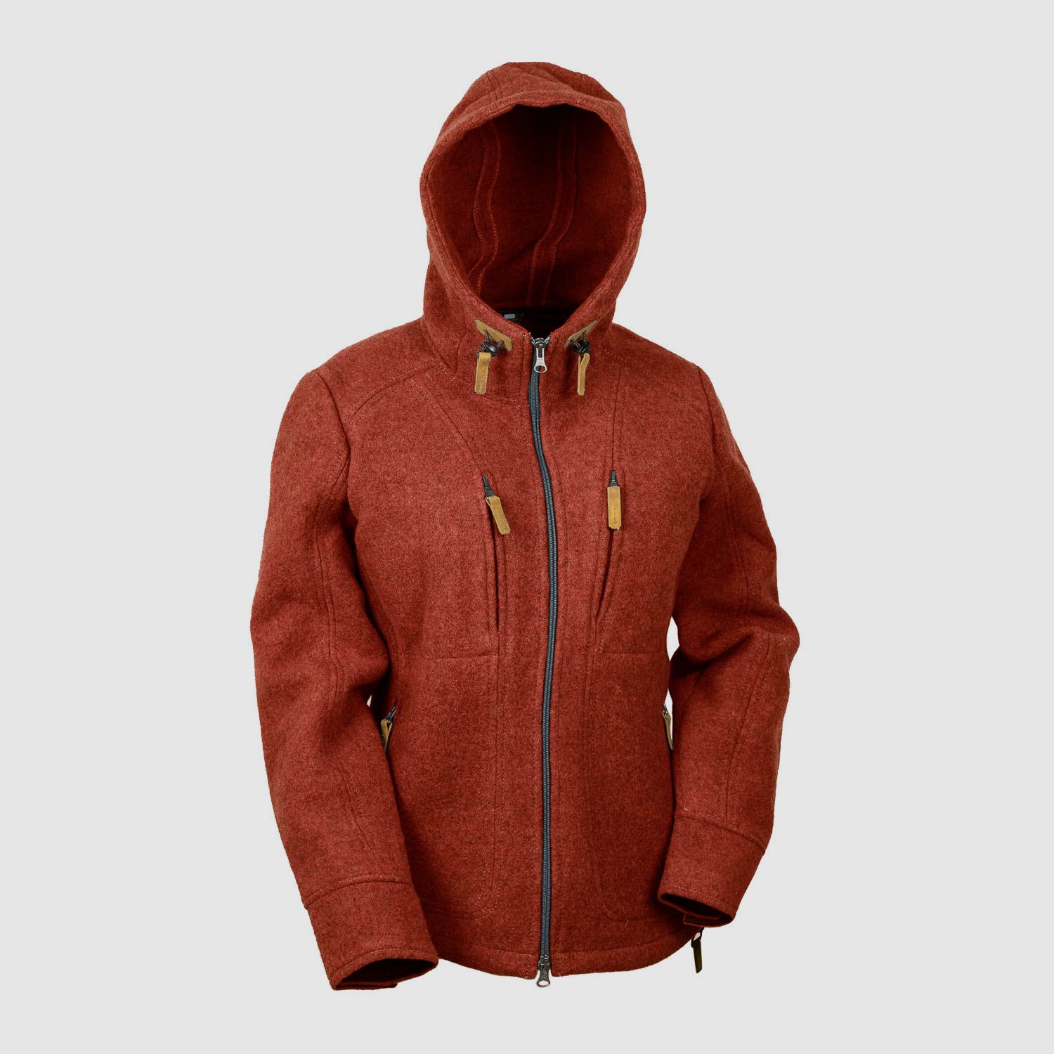 Loden fleece jacket "Kapuzenwally" Mod. 2023, Jaspis red