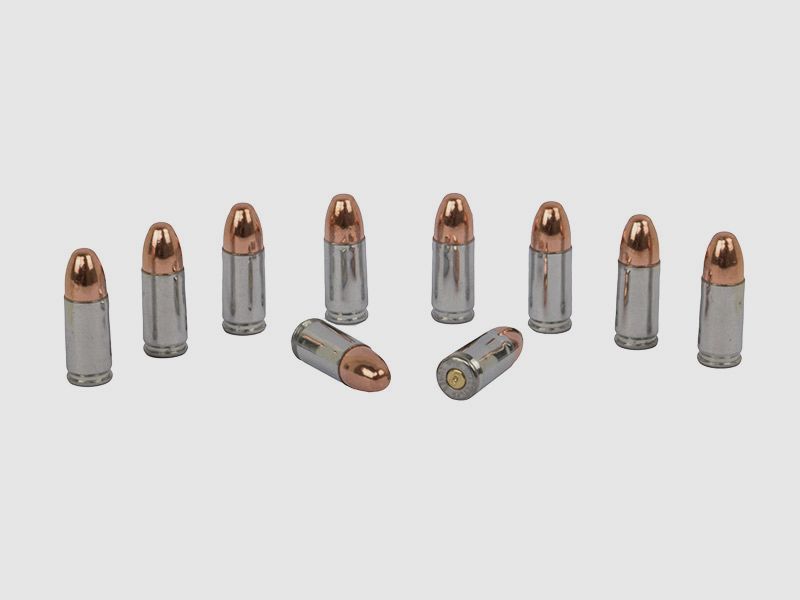 Dekopatrone Kaliber 9 x 19 mm 9 mm Luger Patrone mit StahlhĂĽlse blinde Originalpatronen 10 StĂĽck (P18)