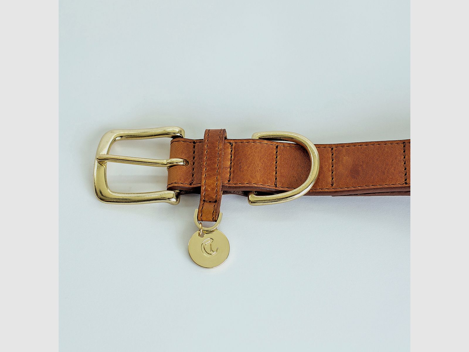 Collier HP en cuir de vache cognac, image 2 sur 3