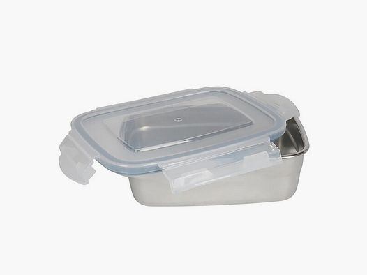 Brotbüchse / Köderdose mit Clipverschlussdeckel- 1800ml - 21,8 x 15,9 x 8,5cm - Edelstahl - Lunchbox