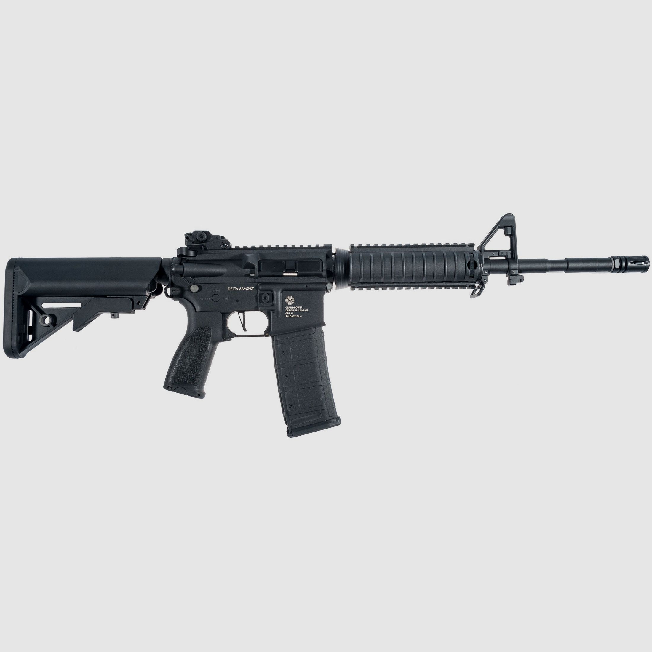 Grand Power AR15 RIS CHARLIE ETU Delta Armory Schwarz S-AEG Airsoft Gewehr Frei ab 18 Jahren