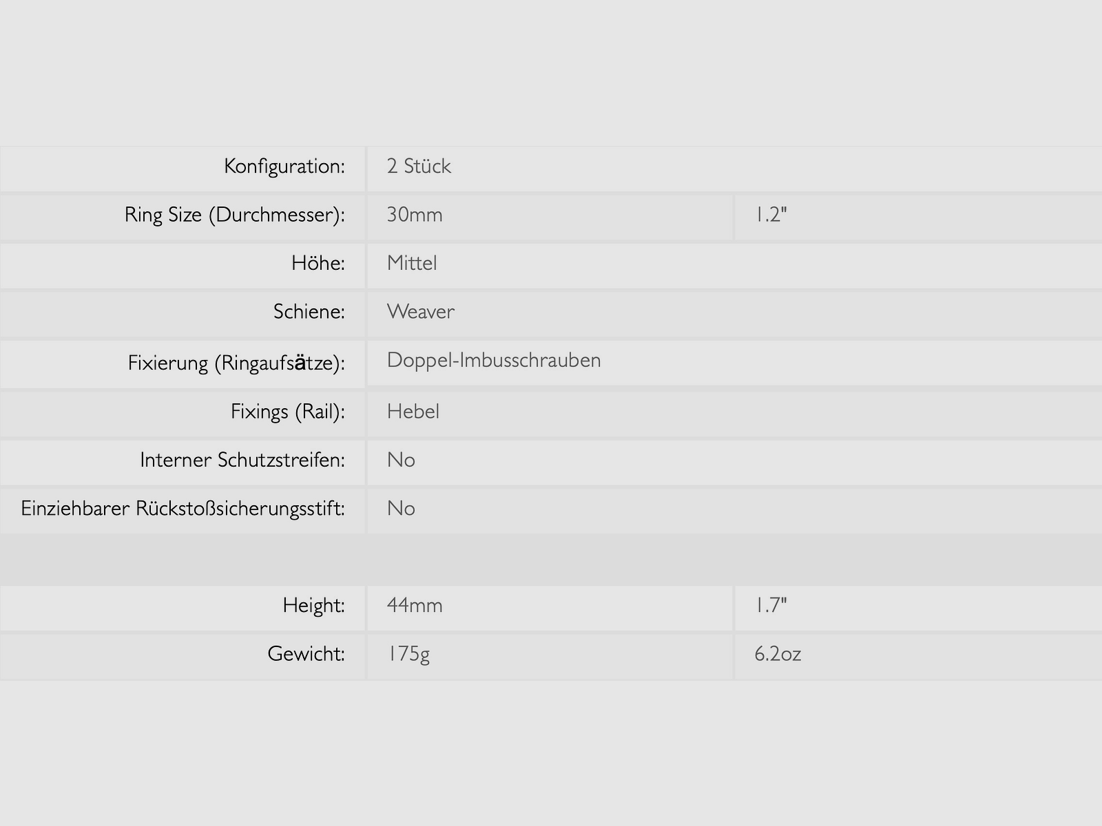 HAWKE 23016 30mm Stahl Ringmontagen Mittel für Weaver Schiene Schnellspannhebel