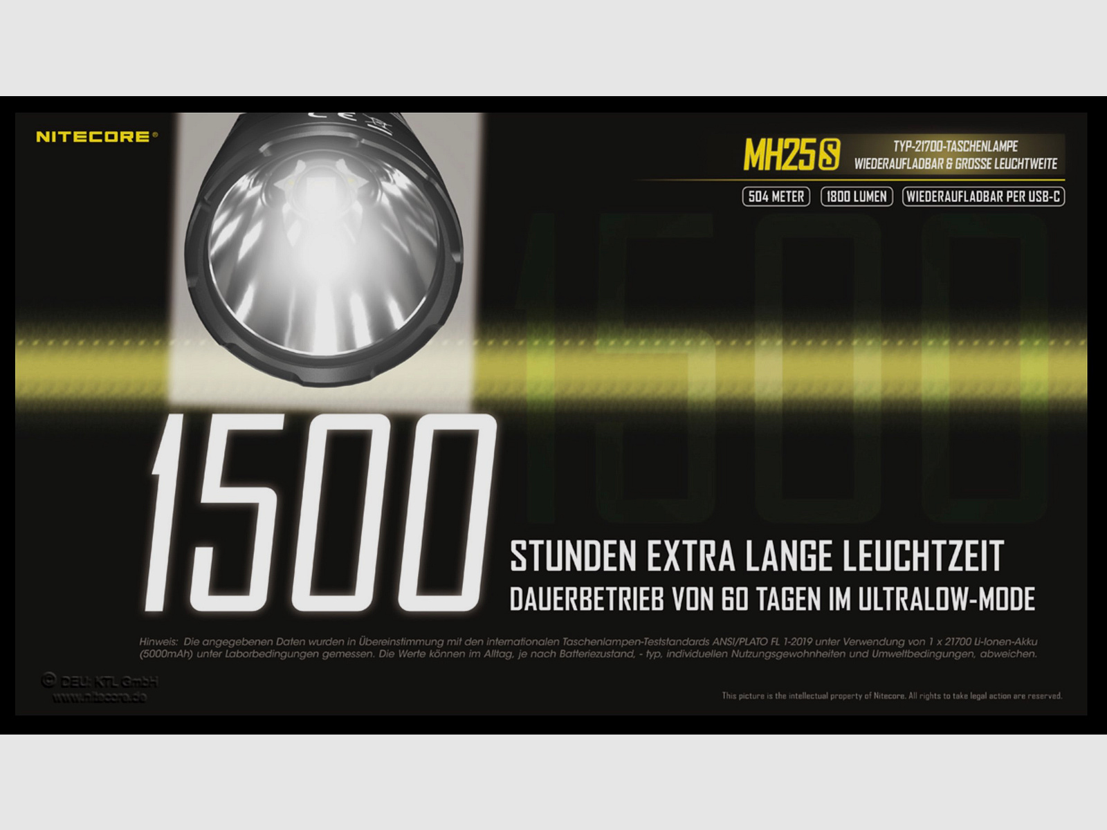Nitecore MH25S LED Taschenlampe 1800 Lumen