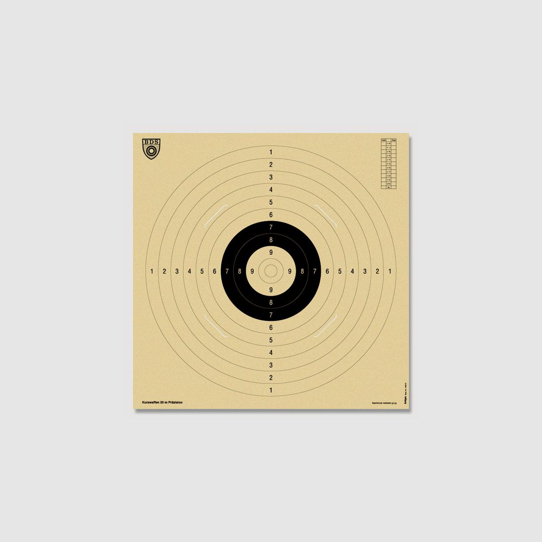 BDS Kurzwaffenscheibe Z9 mit Einsteckschlitze + Wasserabweisend 55 x 52 cm 1 St.