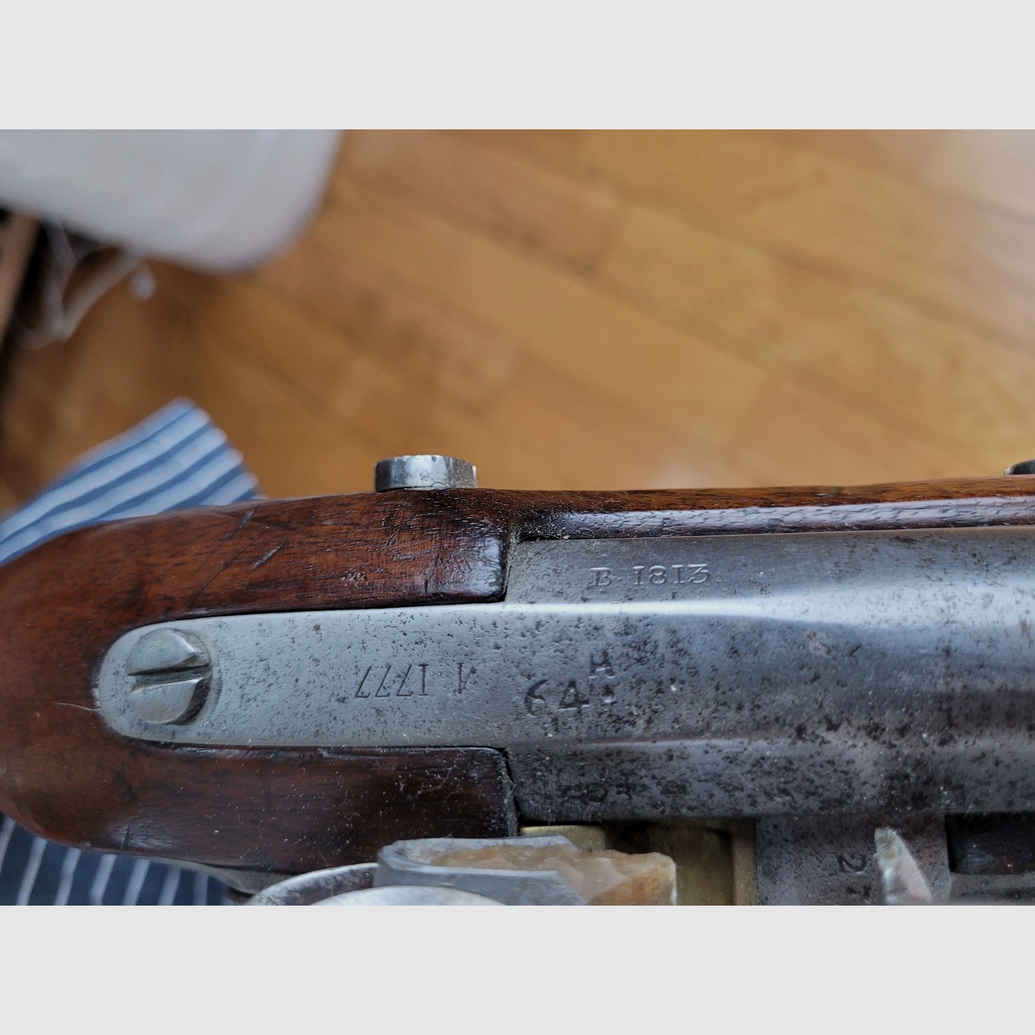 Sehr schönes Gewehr 1777 modifiziert AN IX – Kaiserliche Manufaktur von St Étienne – 1813 – homogen – Gewehrriemen und Bajonett – Seltenheitszustand, Bild 22 von 45