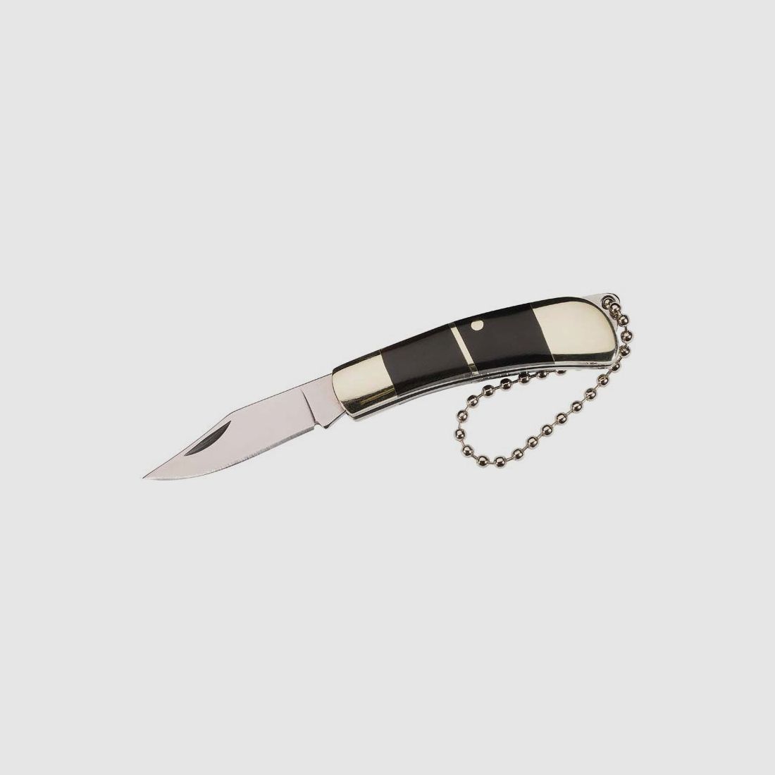 Herbertz Taschenmesser, Stahl AISI 420, Nagelhau, Slipjoint,, Neusilberbacken, Büffelhorneinlagen, Öse, kurze Kette