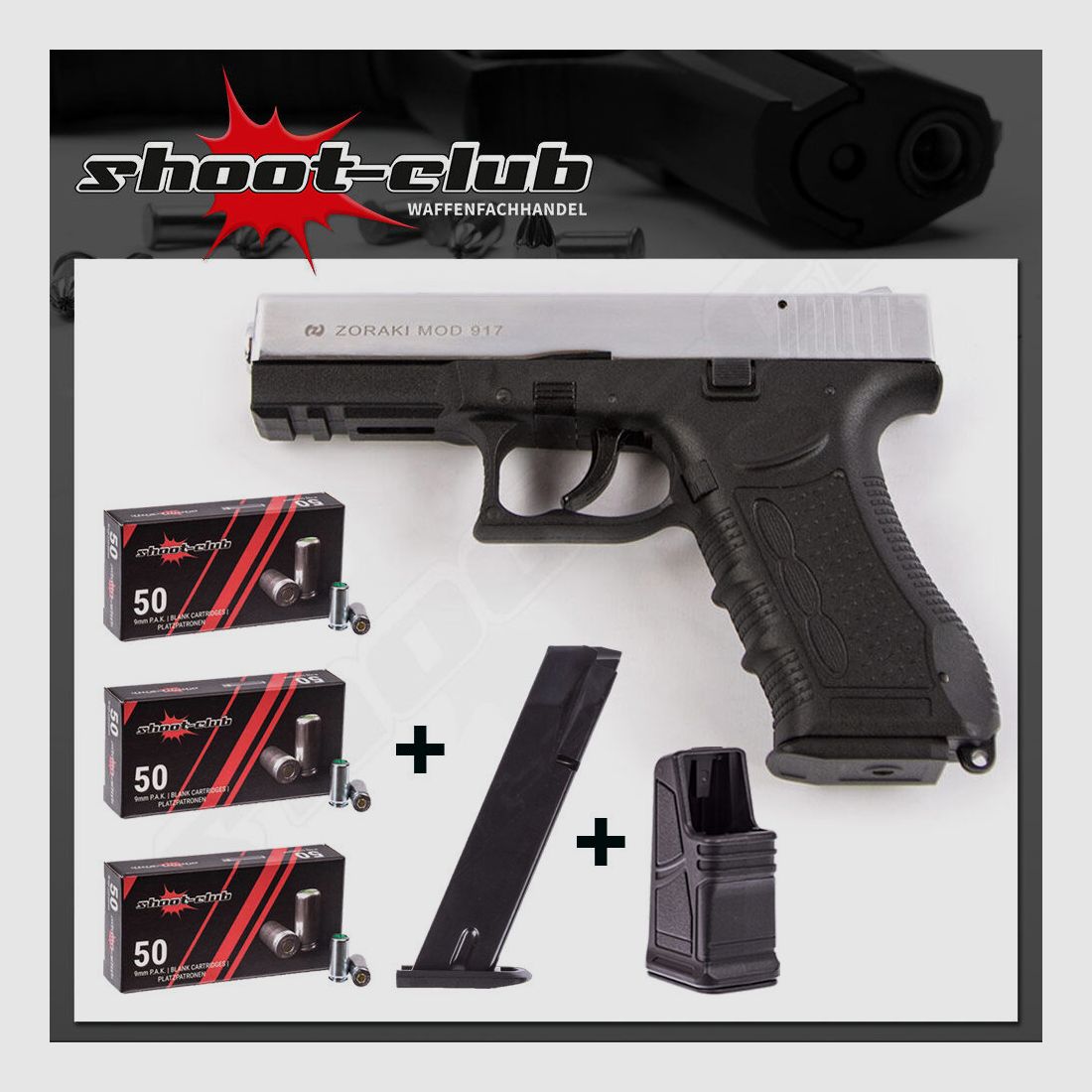 Zoraki	 917 Schreckschusspistole chrom 9 mm P.A.K. Platzpatronen-Set